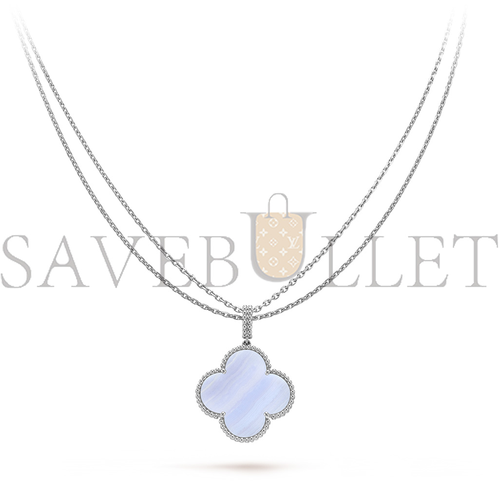 VAN CLEEF ARPELS MAGIC ALHAMBRA LONG NECKLACE, 1 MOTIF - WHITE GOLD, CHALCEDONY VCARP6L900 VAN CLEEF ARPELS MAGIC ALHAMBRA LONG NECKLACE, 1 MOTIF - WHITE GOLD, CHALCEDONY VCARP6L900